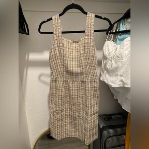 Monteau Tan and White Sheath Midi Dress